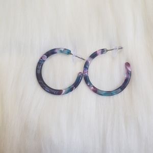 Purple Multi Resin Hoop Earring NWOT